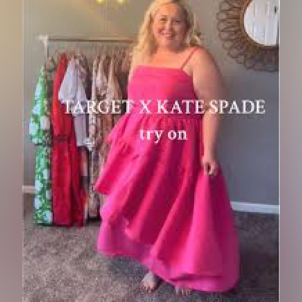 NWT Kate Spade New York X Target Pink Tiered Midi Dress Size 3X - Picture 4 of 13